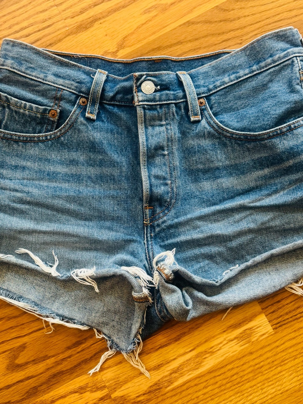 Levi’s Classic High-Rise Blue Denim Cutoff Shorts